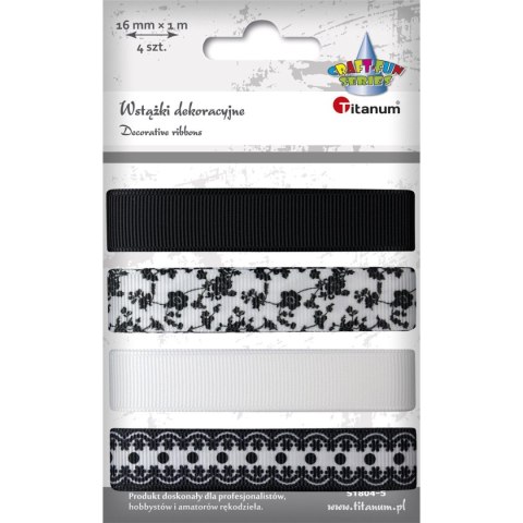 Titanum Wstążka Craft-Fun Series zestaw 16x4 [mm x m] biało-czarna Titanum (S1804-5)
