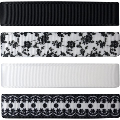 Titanum Wstążka Craft-Fun Series zestaw 16x4 [mm x m] biało-czarna Titanum (S1804-5)