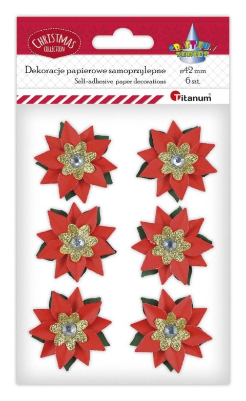 Titanum Ozdoba świąteczna Craft-Fun Series samoprzylepna papierowa poinsecje Titanum (25YX0514-7)