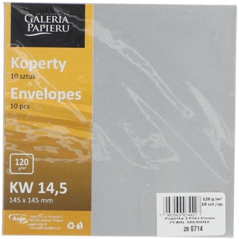 Galeria Papieru Koperta pearl 145x145 srebrna [mm:] 145x145 Galeria Papieru (280714) 10 sztuk