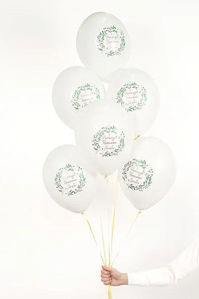 Partydeco Balon gumowy Pierwsza Komunia Święta (1 op. / 6 szt.) biały 300mm Partydeco (SB14P-332-000-6)