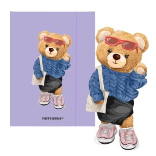 Narcissus Teczka kartonowa na gumkę Teddies& Misia A4 fioletowy 270g Narcissus