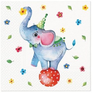 Paw Serwetki Lunch Circus Elephant mix nadruk bibuła [mm:] 330x330 Paw (SDL135600)