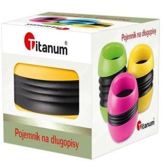 Titanum Pojemnik na długopisy Titanum żółty Ø6,2 cm wys. 8-10 cm