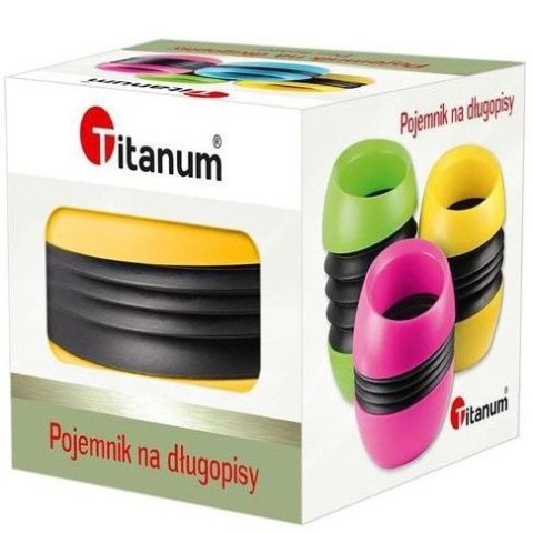 Titanum Pojemnik na długopisy Titanum żółty Ø6,2 cm wys. 8-10 cm