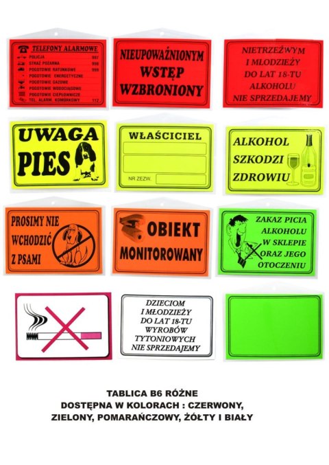 Zbimar Tabliczka informacyjna [mm:] 125x176 Zbimar (B6)