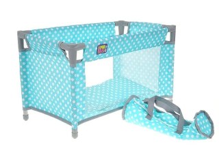 Adar Łóżeczko dla lalek z pościelą, składane w podręczną torbę Adar (548985)