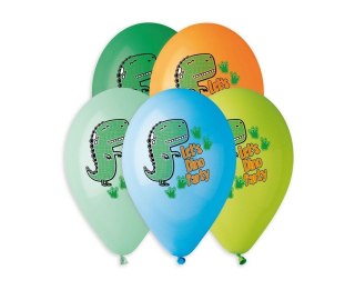 Godan Balon gumowy Premium Hel Lets Dino Party 13 cali/5 szt. mix 13cal Godan (GS120/854)