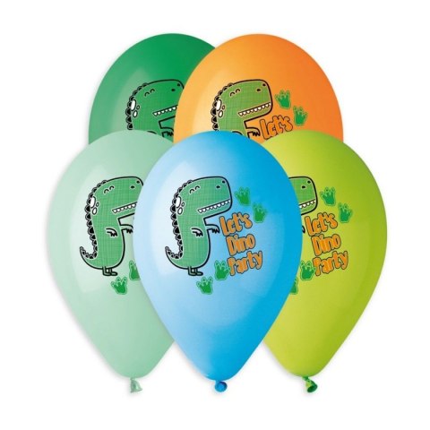 Godan Balon gumowy Premium Hel Lets Dino Party 13 cali/5 szt. mix 13cal Godan (GS120/854)