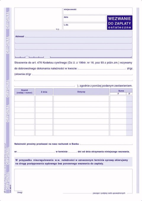 Michalczyk i Prokop Druk samokopiujący S o/1k A5 80k. Michalczyk i Prokop (423-3)