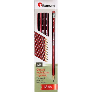 Titanum Ołówek techniczny Titanum 6B z gumką 12 szt.