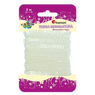 Titanum Taśma ozdobna Craft-Fun Series z cekinami 6x2 [mm x m] biała Titanum (363644)
