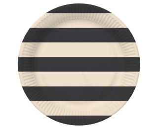 Godan Talerz jednorazowy paski czarno beżowe papier śr. 180mm 6 szt Godan (PG-TPA3)