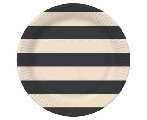Godan Talerz jednorazowy paski czarno beżowe papier śr. 180mm 6 szt Godan (PG-TPA3)