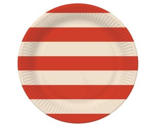 Godan Talerz jednorazowy paski czerwono beżowe papier śr. 180mm 6 szt Godan (PG-TPA2)