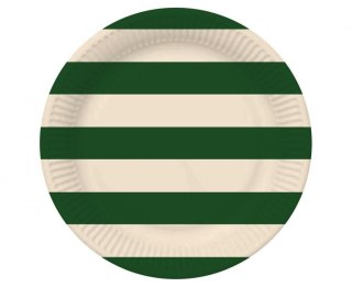 Godan Talerz jednorazowy paski zielono beżowe papier śr. 180mm 6 szt Godan (PG-TPA4)