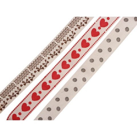 Titanum Wstążka Craft-Fun Series groszki, serca, kokardki 15x1 [mm x m] mix Titanum (DD23-1)