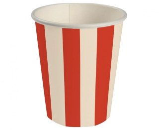 Godan Kubek jednorazowy paski czerwono beżowe papier 250ml Godan (PG-KPA2)