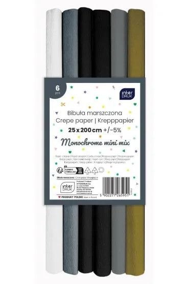Interdruk Bibuła marszczona MONOCHROME mix 250mm x 200mm Interdruk