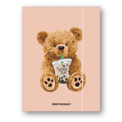 Narcissus Teczka kartonowa na gumkę Teddies& Miś z boba tea A4 mix 270g Narcissus