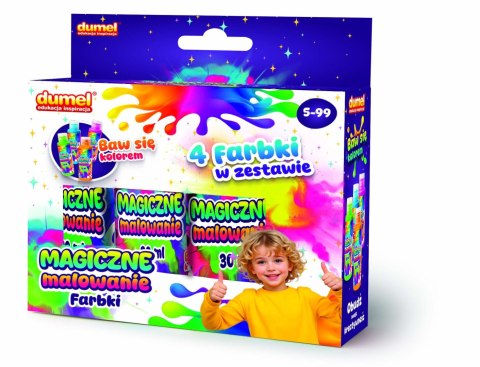Dumel Zestaw kreatywny dla dzieci MAGICZNE MALOWANIE 4×60ml FARBKI Dumel (DD30619)