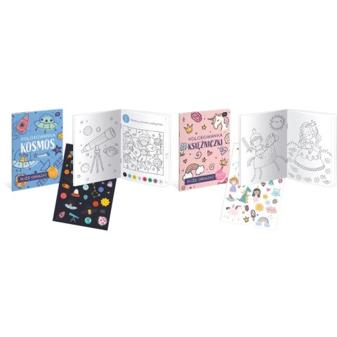 Interdruk Kolorowanka KOSMOS KSIĘŻNICZKI z naklejkami 5902277351999 Interdruk (A4/16)