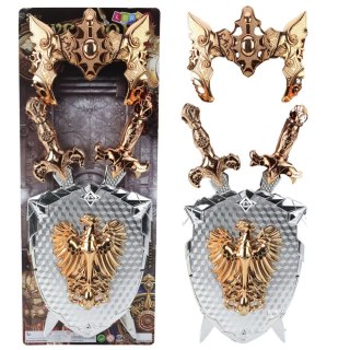 Lean Zestaw rycerski Tarcza Dwa Miecze Maska Srebrny Złoty Orzeł Lean (24289)