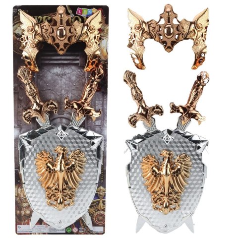 Lean Zestaw rycerski Tarcza Dwa Miecze Maska Srebrny Złoty Orzeł Lean (24289)