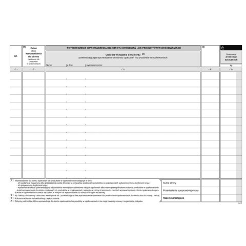 Michalczyk i Prokop Druk offsetowy Ewidencja masy wprowadzonych do obrotu opakowań A4 16k. Michalczyk i Prokop (S-220-1)