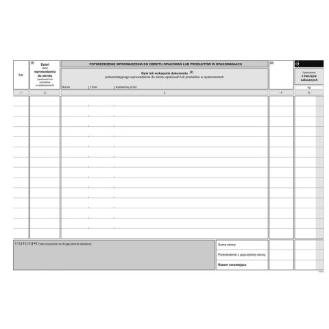 Michalczyk i Prokop Druk offsetowy Ewidencja masy wprowadzonych do obrotu opakowań A4 16k. Michalczyk i Prokop (S-220-1)