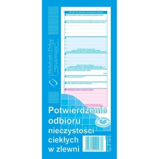Michalczyk i Prokop Druk samokopiujący potw.odbioru niczystości ciekł. transport do stacji paliw 1/3 A4 80k. Michalczyk i Prokop (S-100-8)