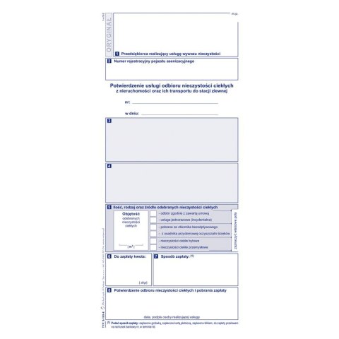 Michalczyk i Prokop Druk samokopiujący potw.odbioru niczystości ciekł. transport do stacji paliw Michalczyk i Prokop (S-105-8)