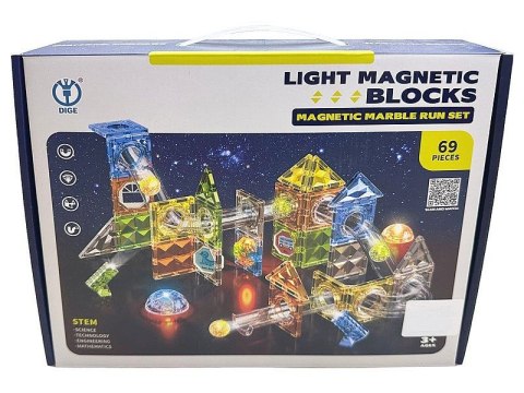 Adar Klocki magnetyczne ze światłem, 69 elementów Adar (627673)