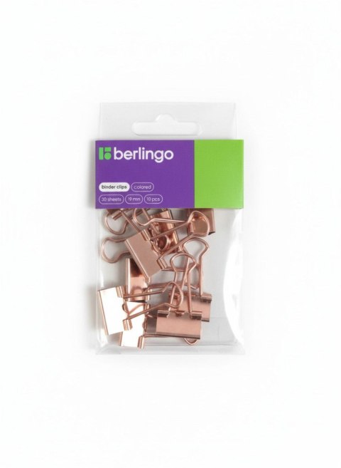 Berlingo Klipsy do spinania dokumentów różowe złoto metal 10 szt 19mm Berlingo (330196)