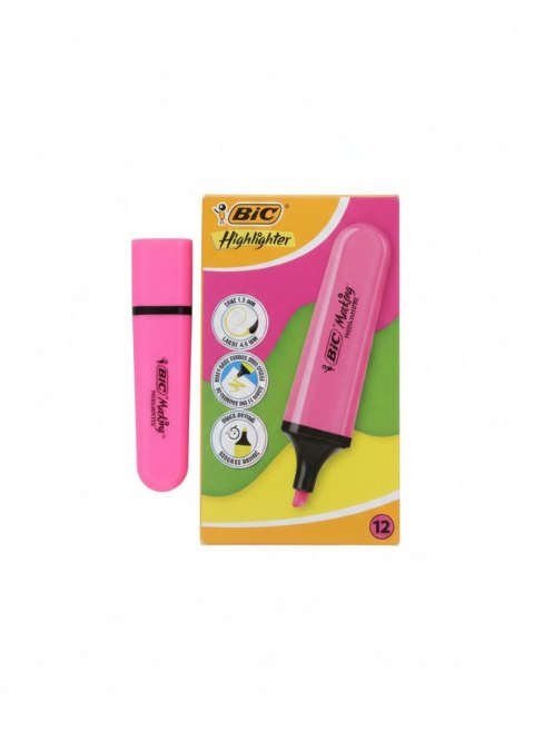 Bic Zakreślacz FLAT HIGHLIGHTER 12 szt 3086123742871 wkład różowy Bic (517963 neon różowy)