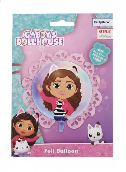 Partydeco Balon foliowy pastylka z falbanką Koci Domek Gabi Partydeco (FB317)