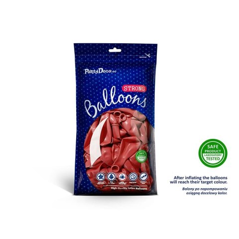 Partydeco Balon gumowy Party Deco BALONY STRONG METALLIC metalizowany 50 szt czerwony 270mm Partydeco (SB12M-007J/50)