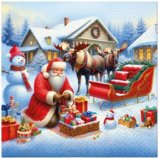 Paw Serwetki Lunch BN Holiday Sleigh Preparation mix nadruk bibuła [mm:] 330x330 Paw (SDL239700)