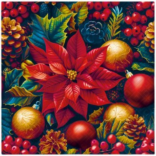 Paw Serwetki Lunch BN Vintage Poinsettia Charm mix nadruk bibuła [mm:] 330x330 Paw (SDL240700)