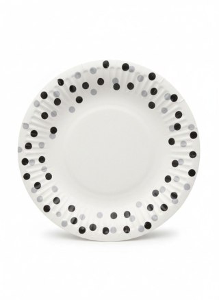 Paw Talerz jednorazowy Confetti Silver-Black papier śr. 180mm 8 szt Paw (PPD8000508)