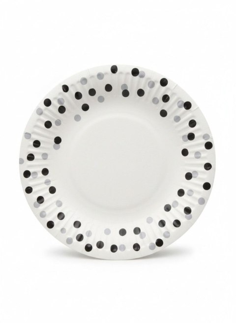 Paw Talerz jednorazowy Confetti Silver-Black papier śr. 180mm 8 szt Paw (PPD8000508)