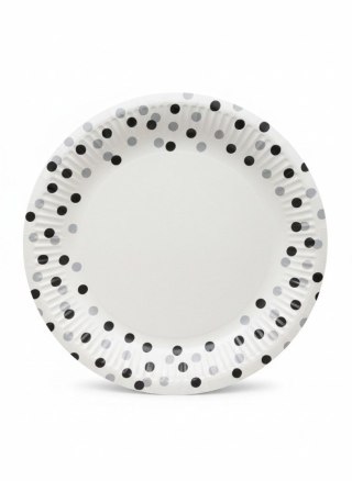 Paw Talerz jednorazowy Confetti Silver-Black papier śr. 230mm 8 szt Paw (PPL8000508)