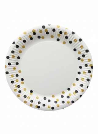 Paw Talerz jednorazowy Confetti gold-Black papier śr. 230mm 8 szt Paw (PPL8000509)