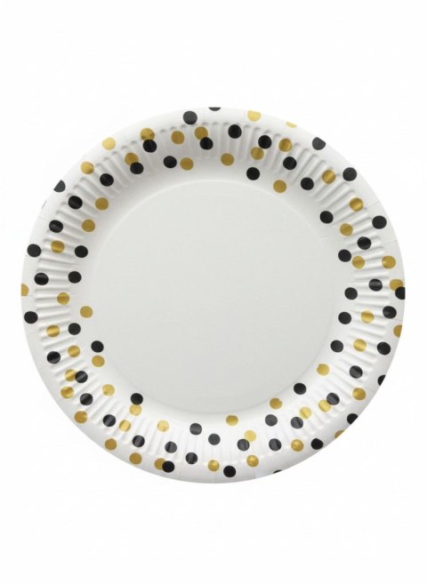 Paw Talerz jednorazowy Confetti gold-Black papier śr. 230mm 8 szt Paw (PPL8000509)