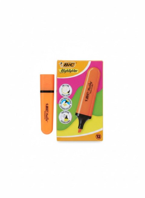 Bic Zakreślacz FLAT HIGHLIGHTER 12 szt 3086123742857 wkład pomarańczowy Bic (517961 neon pomarańczowy)