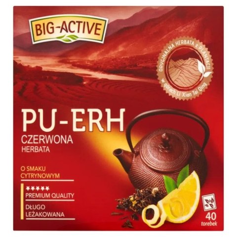 Big Active Herbata PU-ERH czerwona o smaku cytrynowym 40 saszetek Big Active