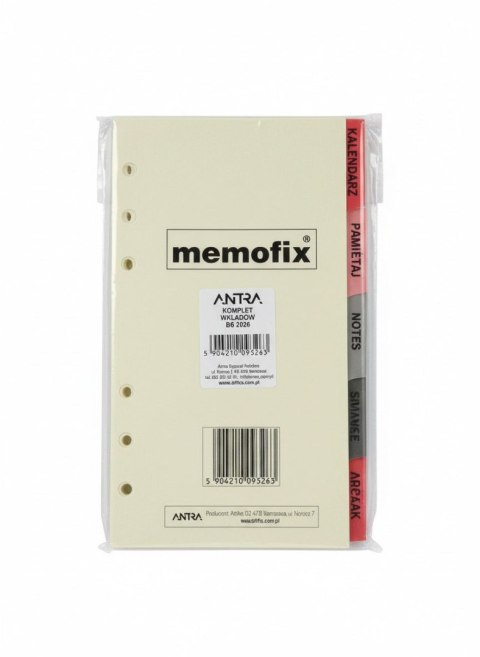 Antra Wkład do organizera MEMOFIX B6 2026 Antra (komplet)