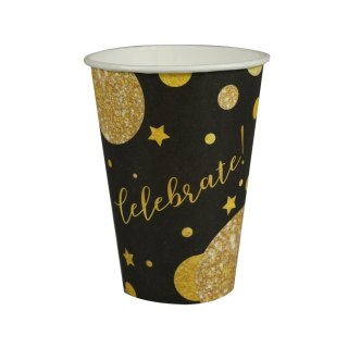 Arpex Kubek jednorazowy Glam Party (8 szt.) czarne papier 200ml Arpex (DC9128CZA)
