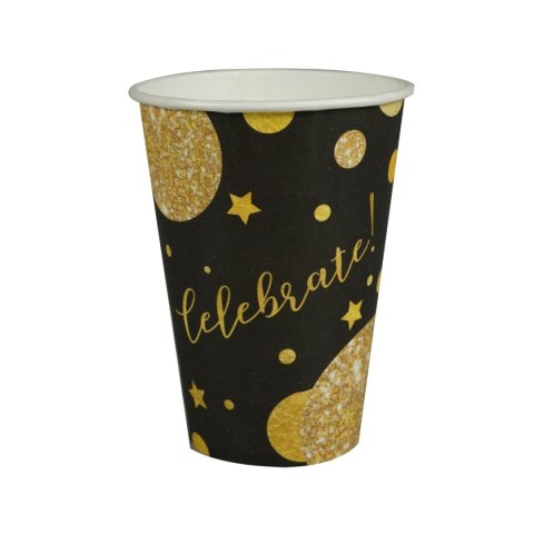 Arpex Kubek jednorazowy Glam Party (8 szt.) czarne papier 200ml Arpex (DC9128CZA)