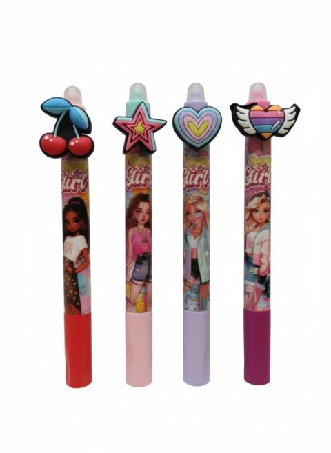 Cresco Długopis wymazywalny GIRLS 450010-W wkład niebieski 0,5mm Cresco (Z GUMKĄ)